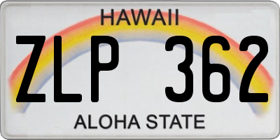 HI license plate ZLP362