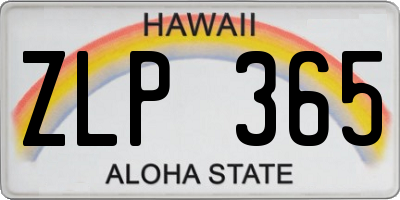 HI license plate ZLP365
