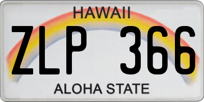HI license plate ZLP366