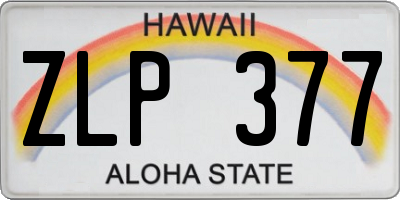 HI license plate ZLP377