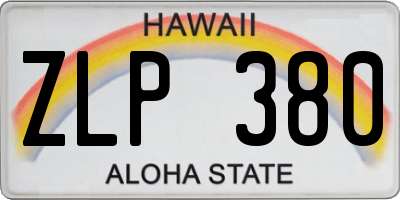 HI license plate ZLP380