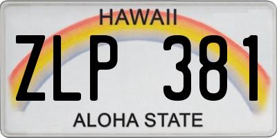 HI license plate ZLP381