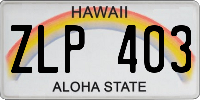 HI license plate ZLP403