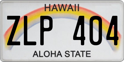 HI license plate ZLP404