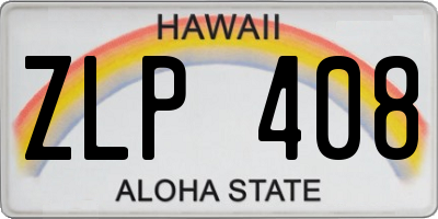 HI license plate ZLP408