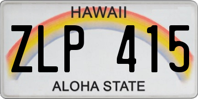 HI license plate ZLP415
