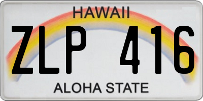 HI license plate ZLP416