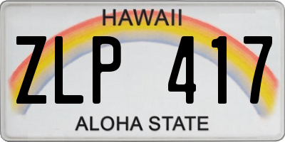 HI license plate ZLP417