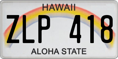 HI license plate ZLP418