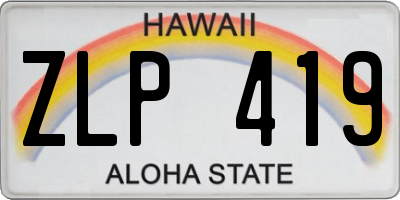 HI license plate ZLP419