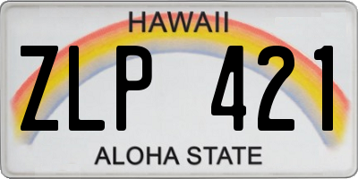 HI license plate ZLP421