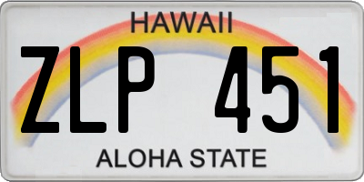 HI license plate ZLP451