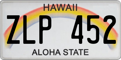 HI license plate ZLP452