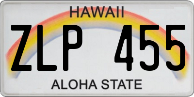 HI license plate ZLP455