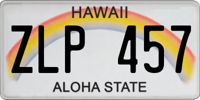 HI license plate ZLP457