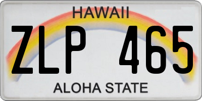 HI license plate ZLP465