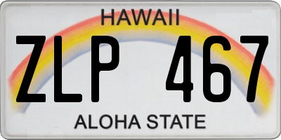 HI license plate ZLP467