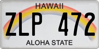 HI license plate ZLP472
