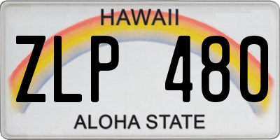 HI license plate ZLP480