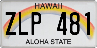 HI license plate ZLP481