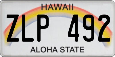 HI license plate ZLP492