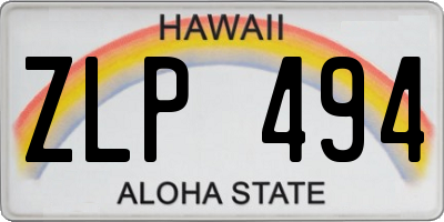 HI license plate ZLP494