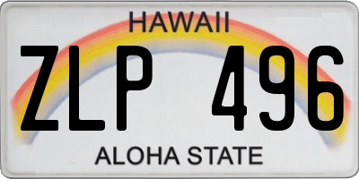 HI license plate ZLP496