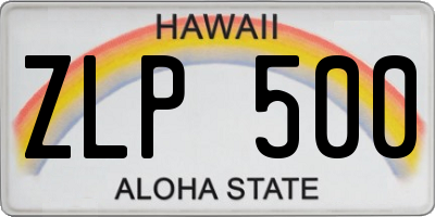 HI license plate ZLP500