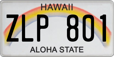 HI license plate ZLP801