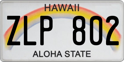 HI license plate ZLP802