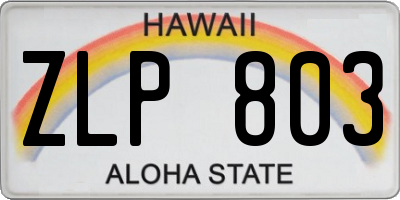 HI license plate ZLP803