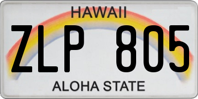 HI license plate ZLP805