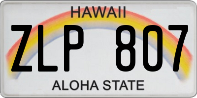 HI license plate ZLP807