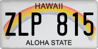 HI license plate ZLP815