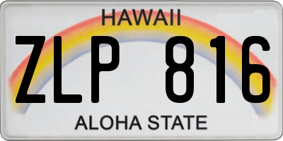 HI license plate ZLP816
