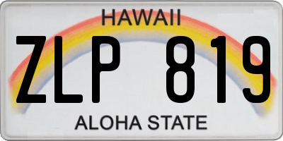 HI license plate ZLP819