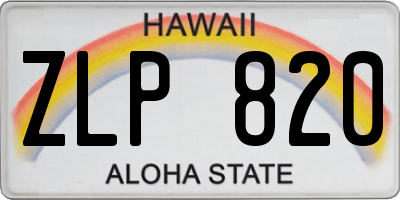 HI license plate ZLP820