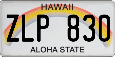 HI license plate ZLP830