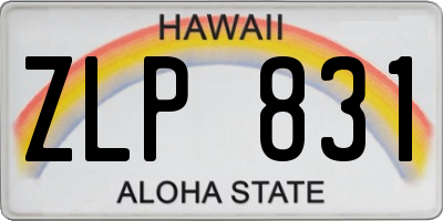 HI license plate ZLP831