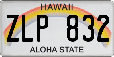 HI license plate ZLP832