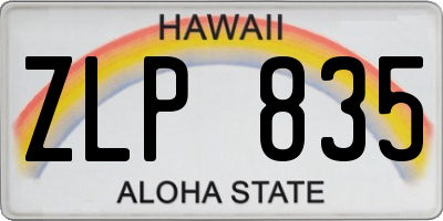HI license plate ZLP835