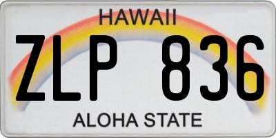 HI license plate ZLP836