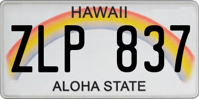 HI license plate ZLP837