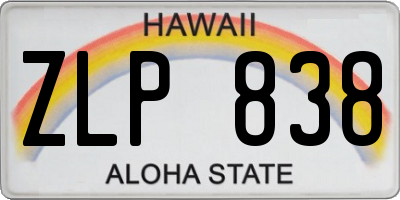 HI license plate ZLP838
