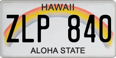 HI license plate ZLP840