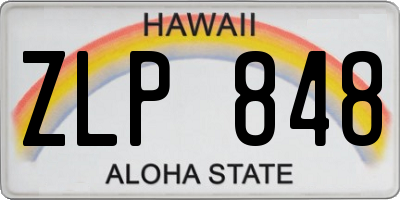 HI license plate ZLP848