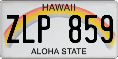 HI license plate ZLP859