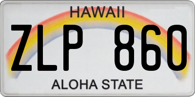 HI license plate ZLP860