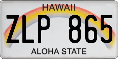 HI license plate ZLP865