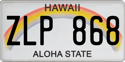 HI license plate ZLP868